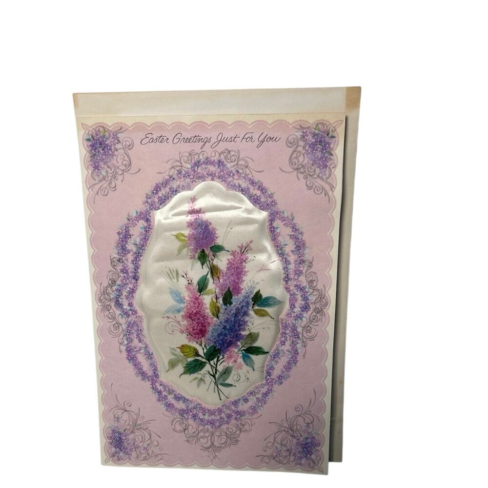 Vtg 1950’s American Greetings lilac Framed 3D Easter Card, NOS, USA